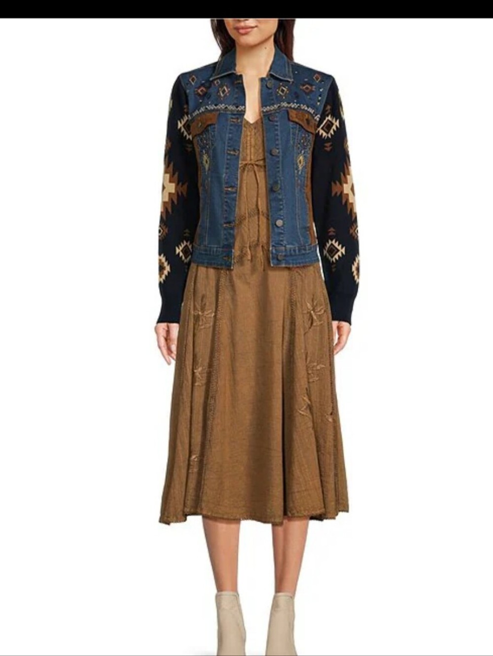 Scully Spaghetti Strap Front Tie Embroidered Dress. - Picture 4 of 9